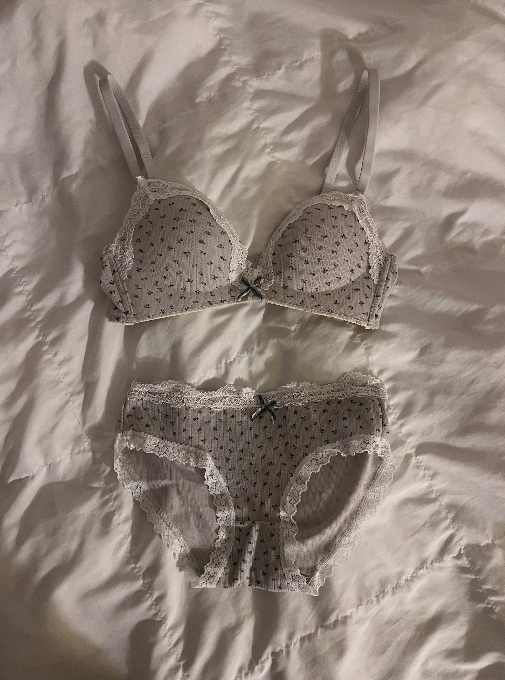Grey Floral Bra + Bottoms