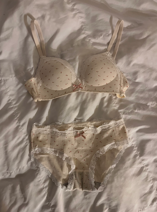 White Floral Bra + Bottoms