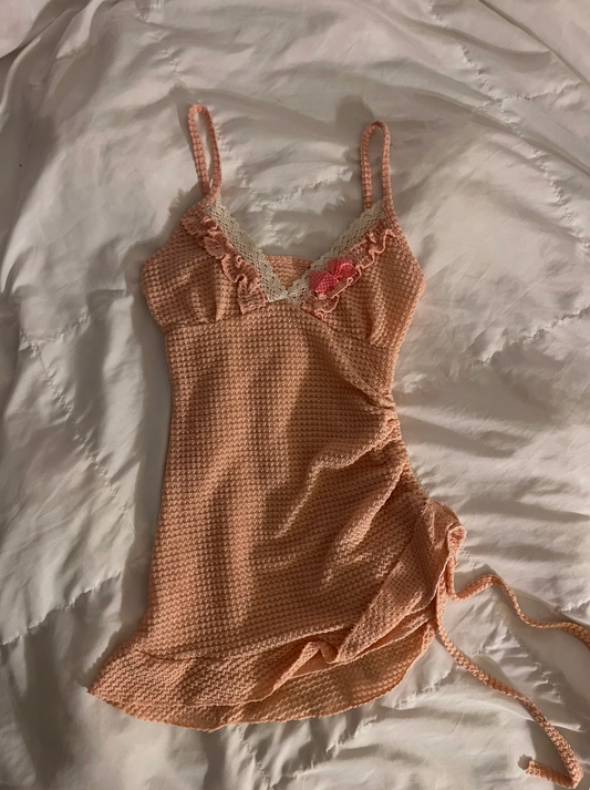 Pink Crochet Dress + Slip Dress